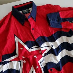 Vintage Brooks & Dunn Panhandle Slim Western Shirt Patriotic Star Stripes